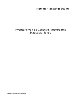 30370 Inventaris Van De Collectie Amsterdams Stadsblad