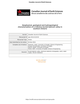 Geophysical, Geological and Hydrogeological Characterization of a Tributary Buried Bedrock Valley in Southern Ontario