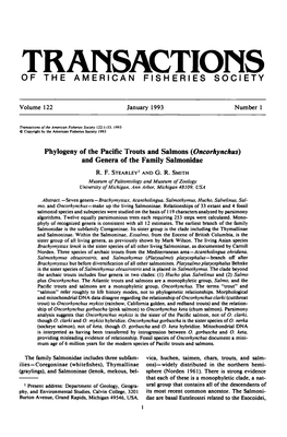 Phylogeny of the Pacific Trouts and Salmons (<I>Oncorhynchus</I>)