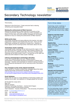 Secondary Technology Newsletter