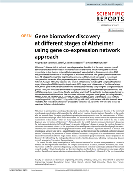Gene Biomarker Discovery at Different Stages of Alzheimer Using