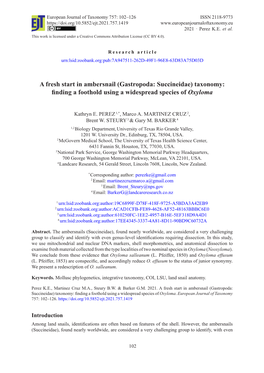 Taxonomy: Finding a Foothold Using a Widespread Species of Oxyloma