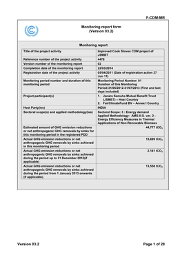 F-CDM-MR Version 03.2 Page 1 of 28 Monitoring Report Form (Version 03.2)
