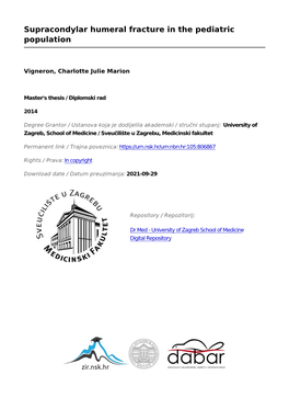 Supracondylar Humeral Fracture in the Pediatric Population