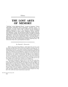 The Lost Arts of Memory