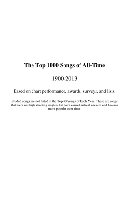 The Top 1000 Songs of All-Time 1900-2013