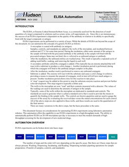 ELISA Automation Springfield, NJ 07081 AB104A NOV 2002 TEL 973-376-7400