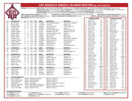 LOS ANGELES ANGELS 26-MAN ROSTER (As of 5/16/21)