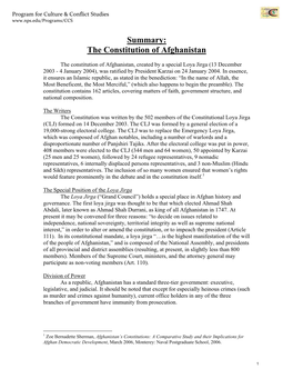 The Constitution of Afghanistan