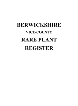 Berwickshire Rare Plant Register