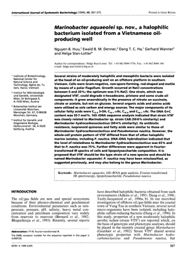 Marinobacter Aquaeolei Sp. Nov., a Halophilic Bacterium Isolated from a Vietnamese Oil- Producing Well