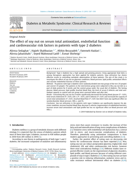 The Effect of Soy Nut on Serum Total Antioxidant, Endothelial Function and Cardiovascular Risk Factors in Patients with Type 2 Diabetes