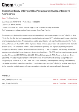 Theoretical Study of Divalent Bis(Pentaisopropylcyclopentadienyl) Actinocenes