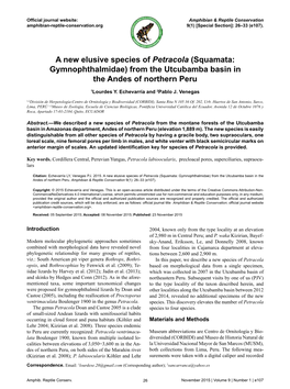 Squamata: Gymnophthalmidae) from the Utcubamba Basin in the Andes of Northern Peru