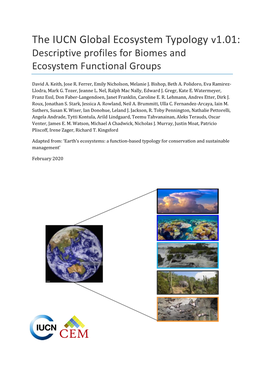 The IUCN Global Ecosystem Typology V1.01: Descriptive Profiles for Biomes and Ecosystem Functional Groups