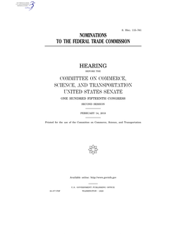 Nominations to the Federal Trade Commission Hearing