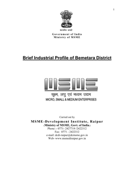 Brief Industrial Profile of Bemetara District