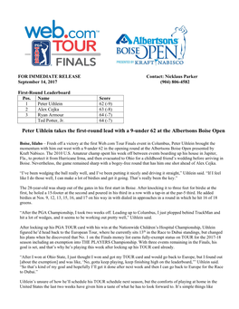 Albertsons Boise Open R1 Notes