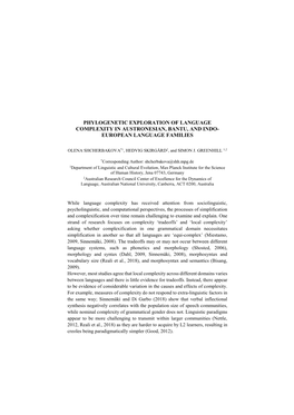 Phylogenetic Exploration of Language Complexity in Austronesian, Bantu, and Indo- European Language Families