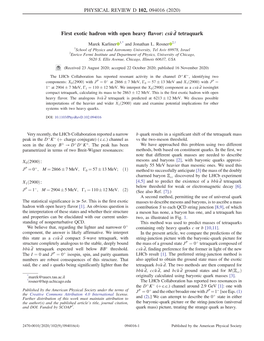 First Exotic Hadron with Open Heavy Flavor: Csu¯D¯ Tetraquark