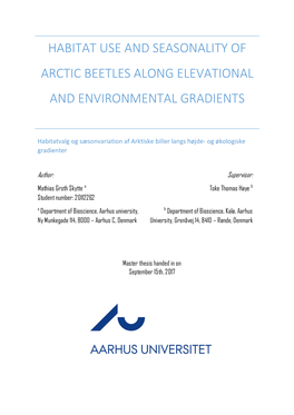 Habitat Use and Seasonality of Arctic Beetles Along Elevational and Environmental Gradients