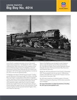 Big Boy No. 4014 Fact Sheet