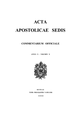 Acta Apostolicae Sedis Commentarium Officiale