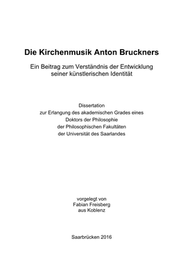 Die Kirchenmusik Anton Bruckners