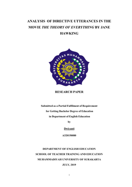 Analysis of Directive Utterances in the Movie the Theory of Everything by Jane Hawking