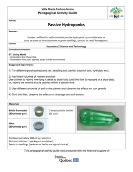 Passive Hydroponics
