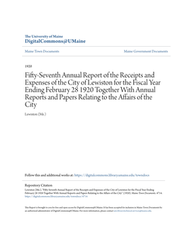 Fifty-Seventh Annual Report of the Receipts and Expenses of the City