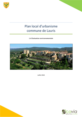 Plan Local D'urbanisme Commune De Lauris