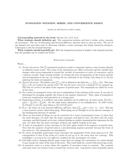 Summation Notation, Series, and Convergence Basics