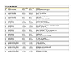 2017-2018 Field Trips