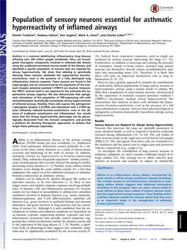 Population of Sensory Neurons Essential for Asthmatic Hyperreactivity of Inflamed Airways