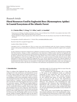Hymenoptera: Apidae) in Coastal Ecosystems of the Atlantic Forest