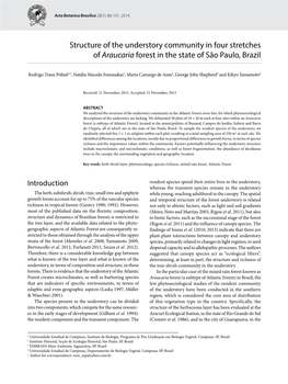 Structure of the Understory Community in Four Stretches of Araucaria Forest in the State of São Paulo, Brazil