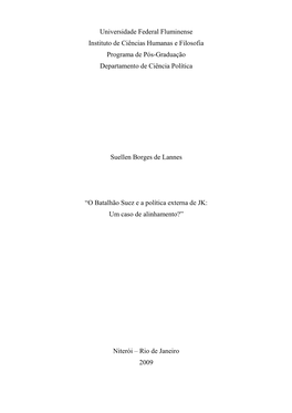 Universidade Federal Fluminense Instituto De Ciências Humanas E Filosofia Programa De Pós-Graduação Departamento De Ciência Política