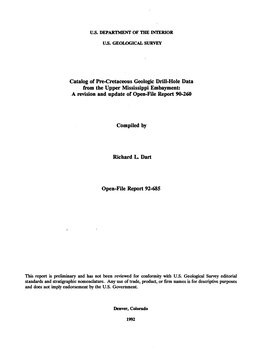 Catalog of Pre-Cretaceous Geologic Drill-Hole Data from the Upper Mississippi Embayment: a Revision and Update of Open-File Report 90-260