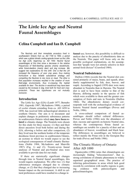 The Little Ice Age and Neutral Faunal Assemblages