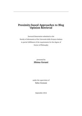 Proximity-Based Approaches to Blog Opinion Retrieval