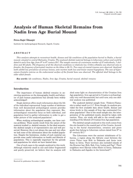 Analysis of Human Skeletal Remains from Nadin Iron Age Burial Mound