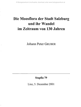 Die Moosflora Der Stadt Salzburg Und Ihr Wandel Im Zeitraum Von 130 Jahren