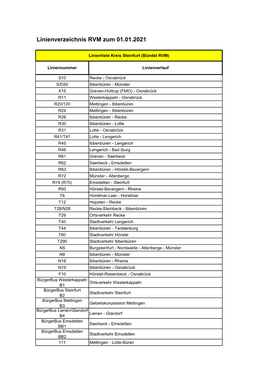 Linienverzeichnis RVM Zum 01.01.2021