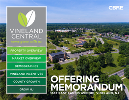 Offering Memorandum 1667 East Landis Avenue, Vineland, Nj Property Overview