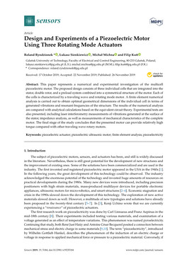 Design and Experiments of a Piezoelectric Motor Using Three Rotating Mode Actuators