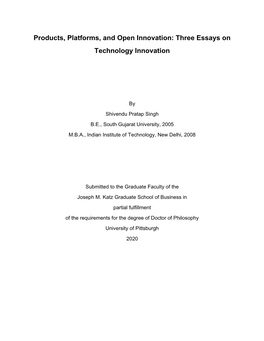 Three Essays on Technology Innovation