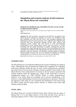 Simulation and Scenario Analysis of Soil Erosion in the Miyun Reservoir Watershed