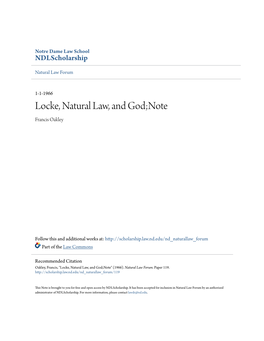 Locke, Natural Law, and God;Note Francis Oakley