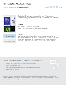 Statistical Challenges in Assessing and Fostering the Reproducibility of Scientific Results: Summary of a Workshop